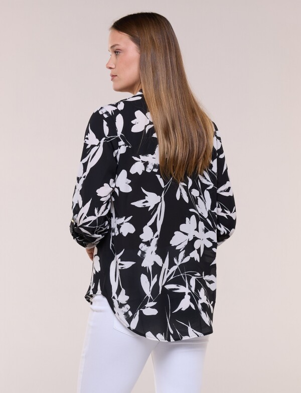 Blusa De Gasa Printed NEGRO/BLANCO