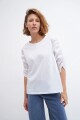 Remera con frunces en mangas blanco