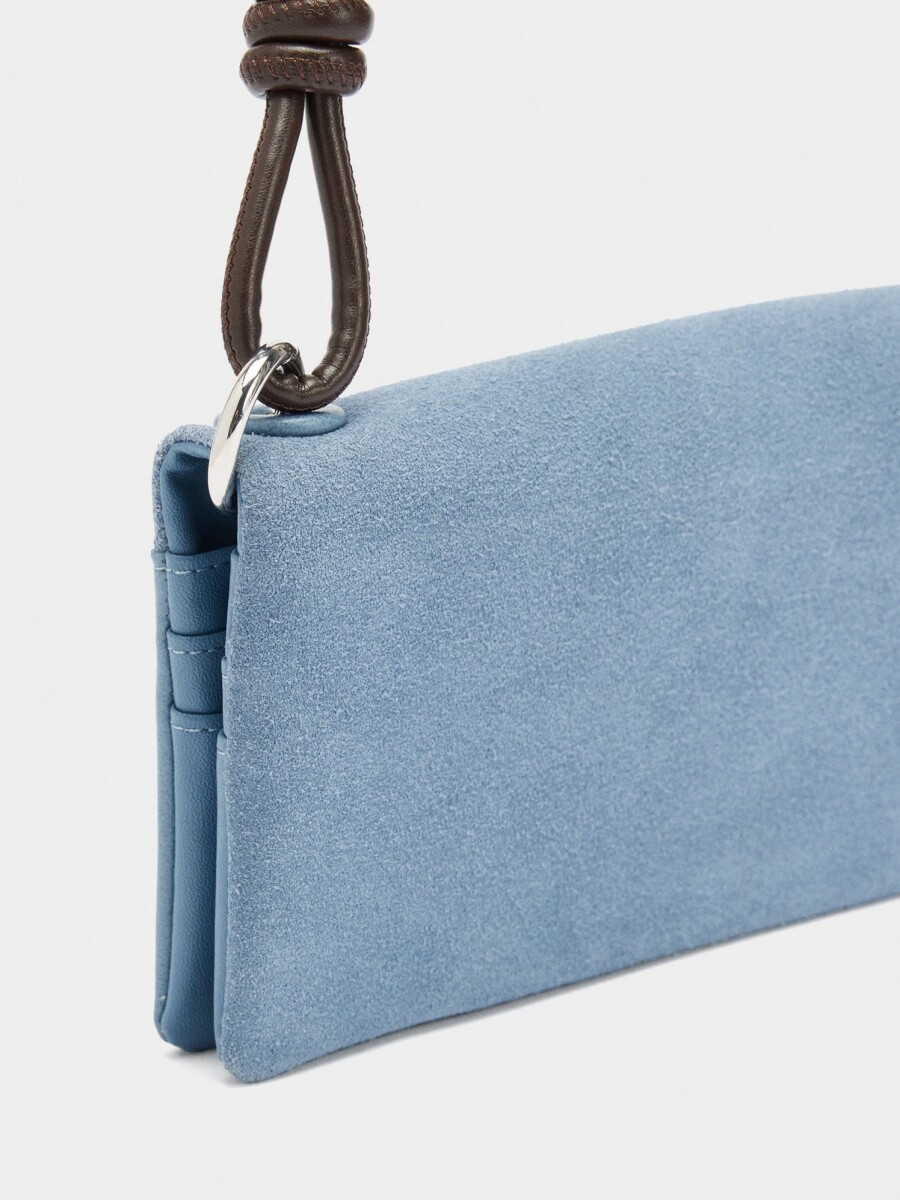 Cartera De Piel Con Asa azul
