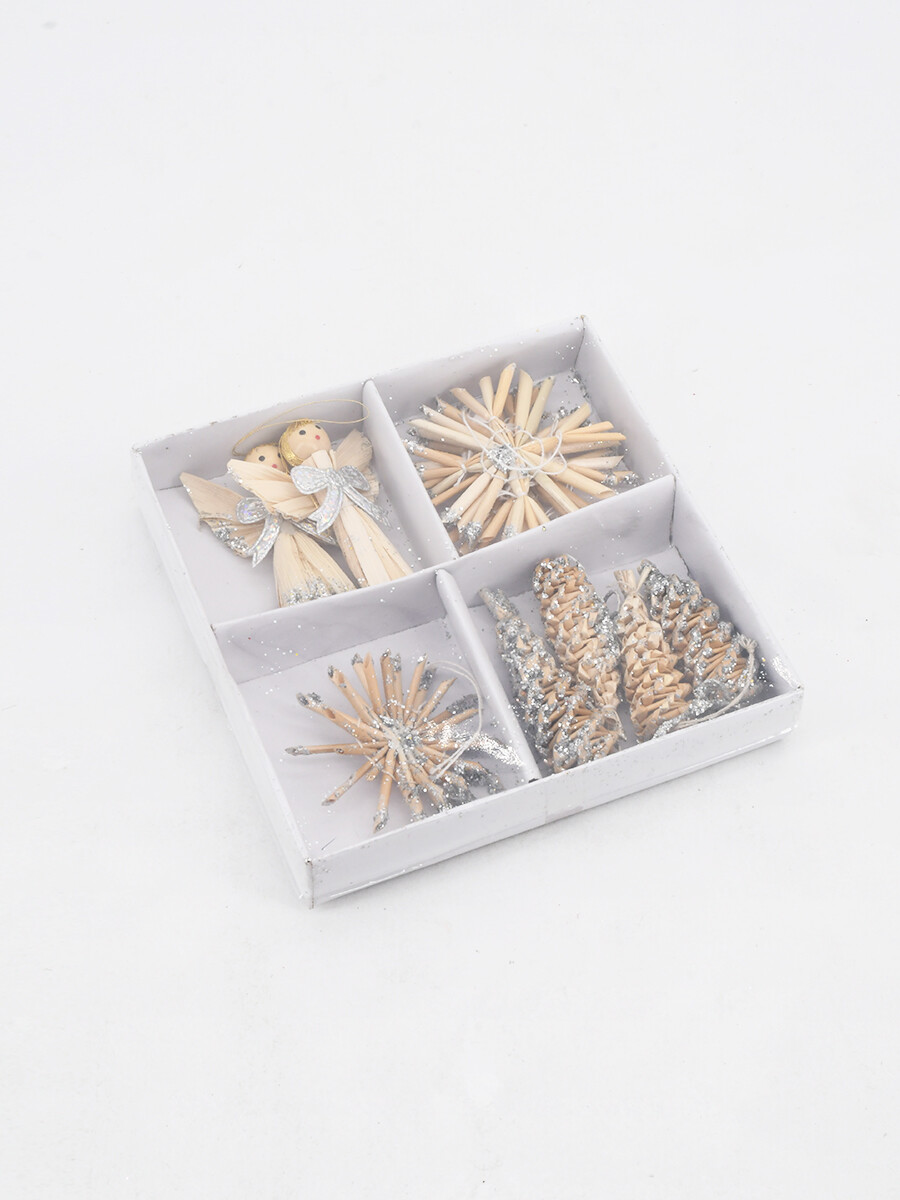 ADORNO COLGANTE RUSTICO 10 PCS - BEIGE 