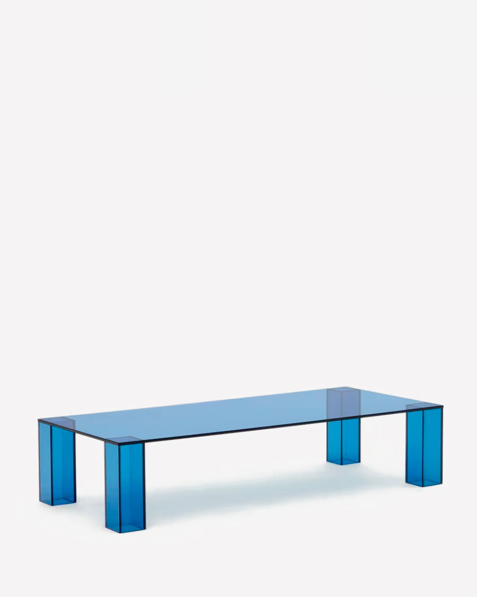 Mesa de centro Adularia de cristal templado - azul 140 x 60 cm 