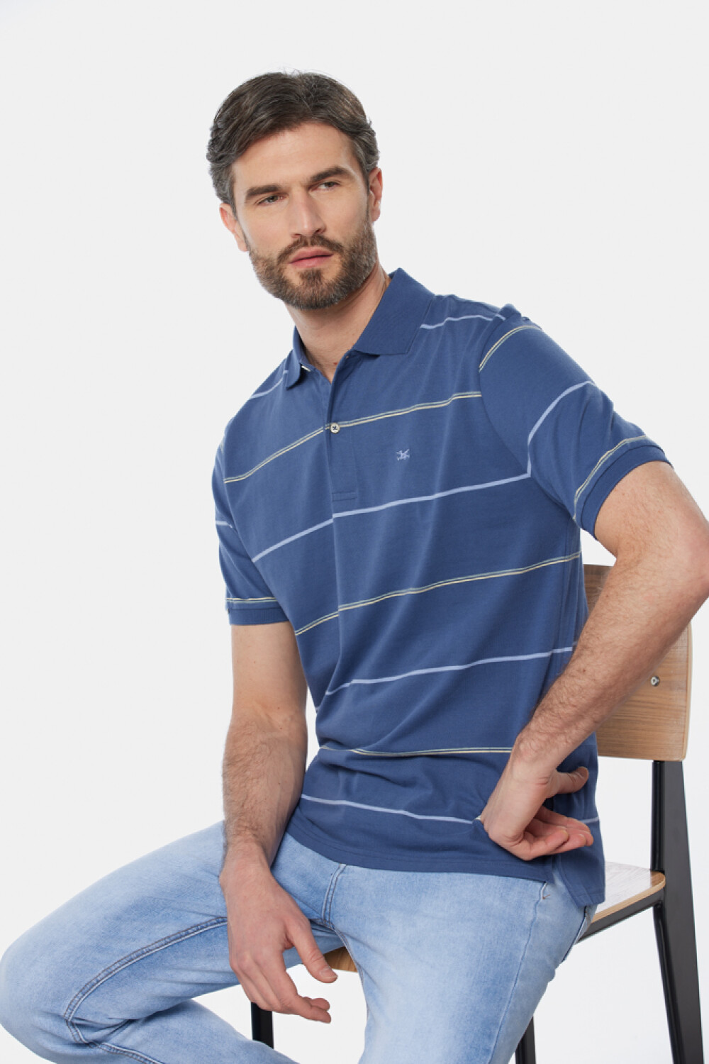 POLO JERSEY RAYADA Azul