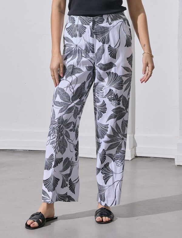 Pantalon Lino NEGRO/BLANCO