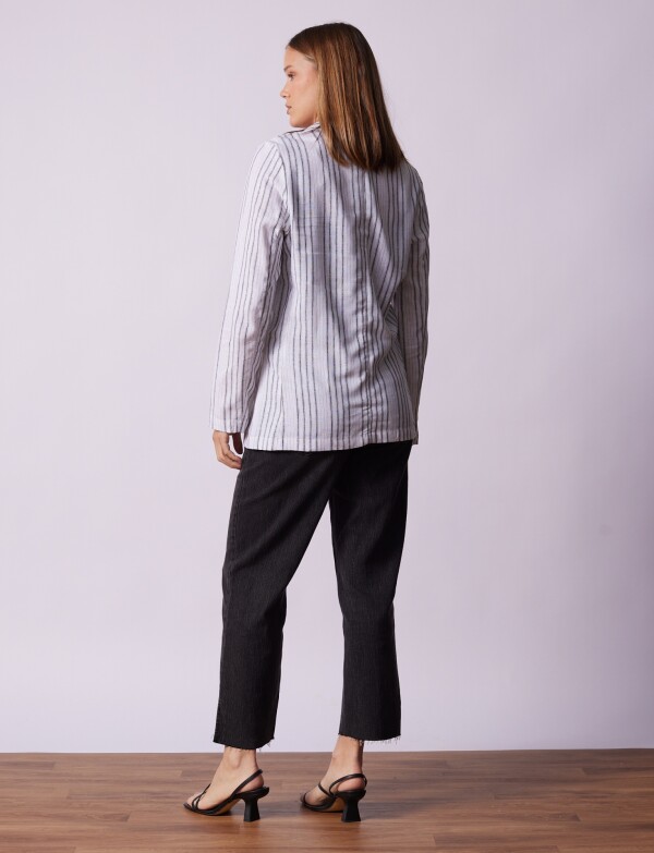 Blazer Lino BLANCO/NEGRO