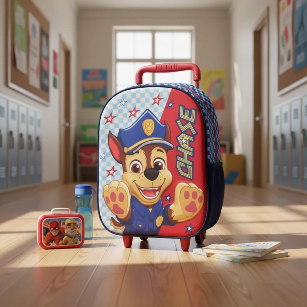 Mochila Infantil Paw Patrol 3d Con Carro 30 Cm azul