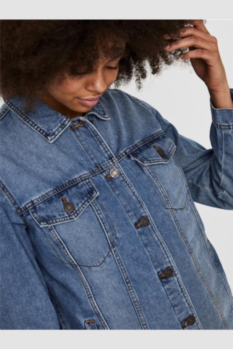 Chaqueta de jeans con botones y bolsillos delanteros Medium Blue Denim