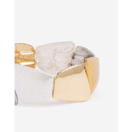 Pulsera Elástica Piezas Metal Dorado Oro Cepillado Mate
