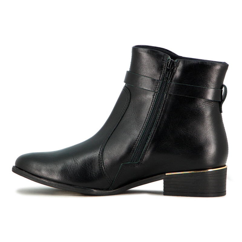 Bota De Mujer Ramarim Caña Baja Con Hebilla Taco Bajo Negro-negro