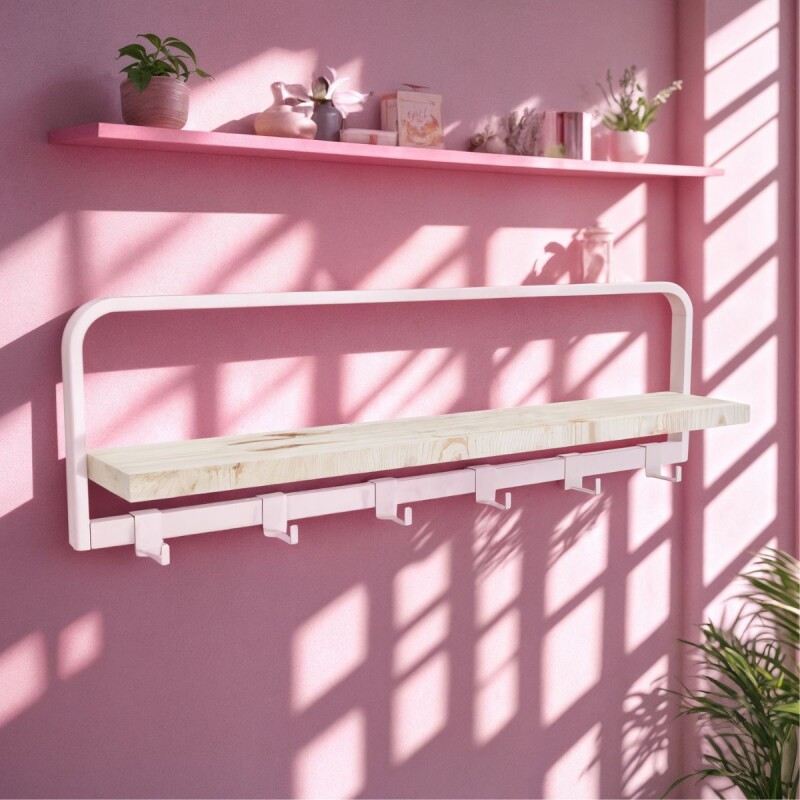 Estante de madera y metal con ganchos ROSA