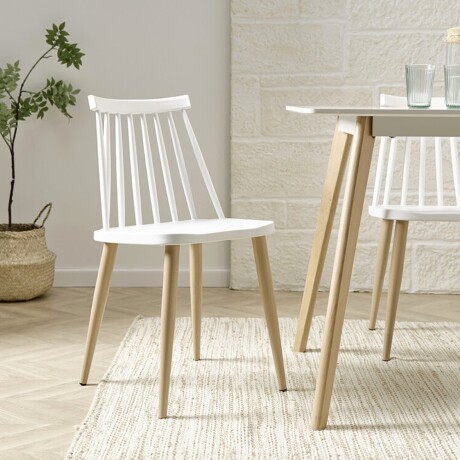 Silla de Comedor Polipropileno y Base Metal Moderna Versátil Blanco