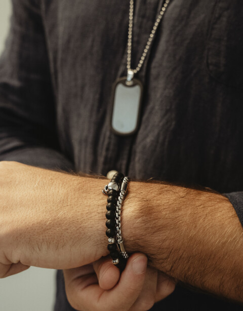 Pulseras Elásticas Piedras Pulsera Acero Men´s Collection - Negro