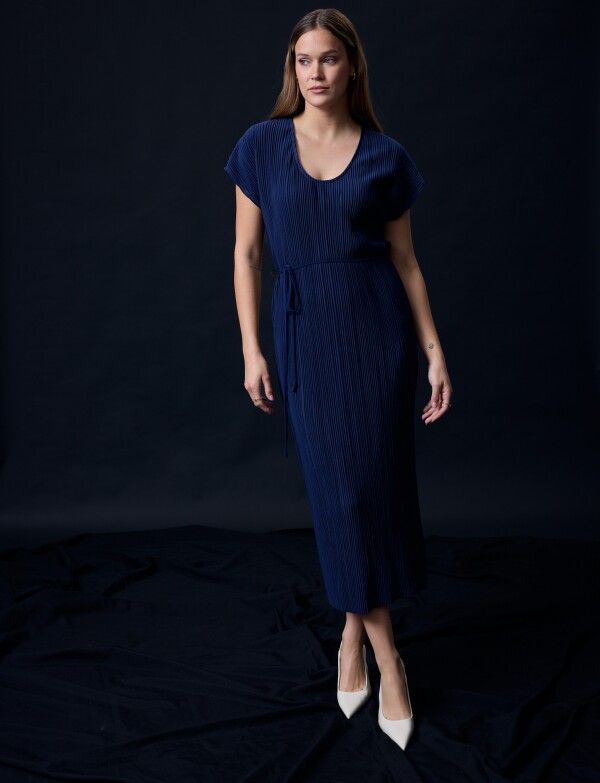 Vestido Midi Plisado AZUL