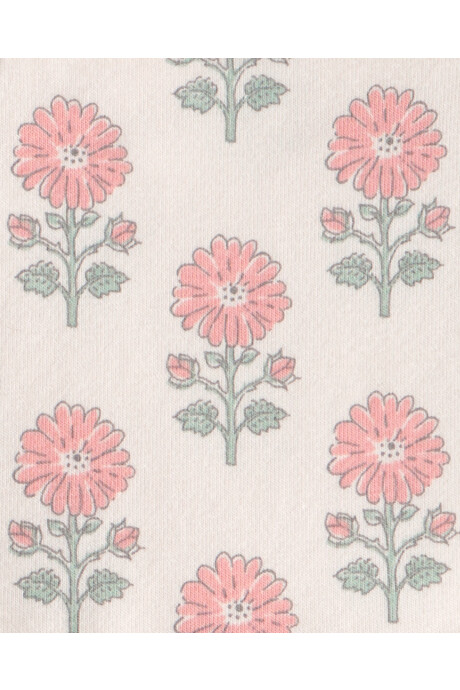 Vestido de algodón orgánico, escalonado, diseño floral Sin color