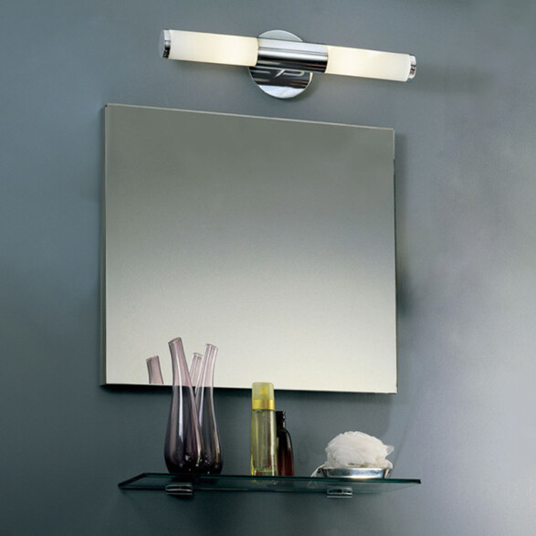 Aplique acero níquel 2XE14 IP44 460mm PALMERA EG3444