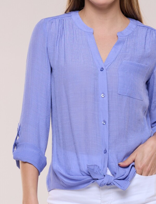 Blusa Botones Nudo LAVANDA