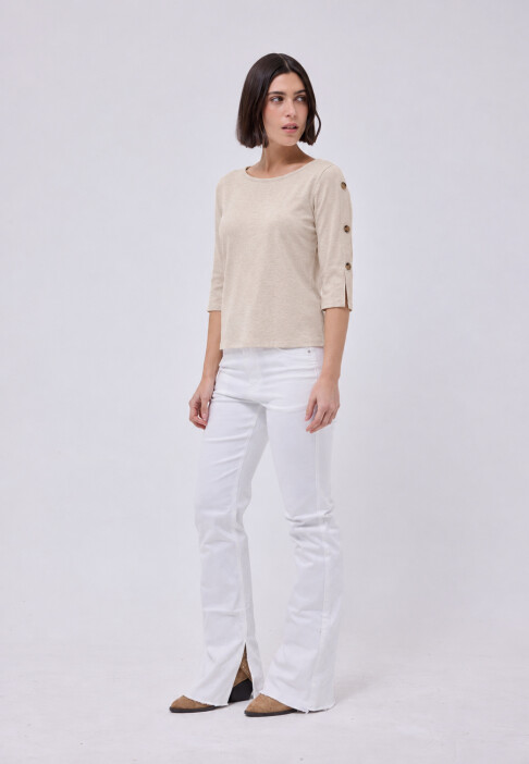 Remera Botones Beige