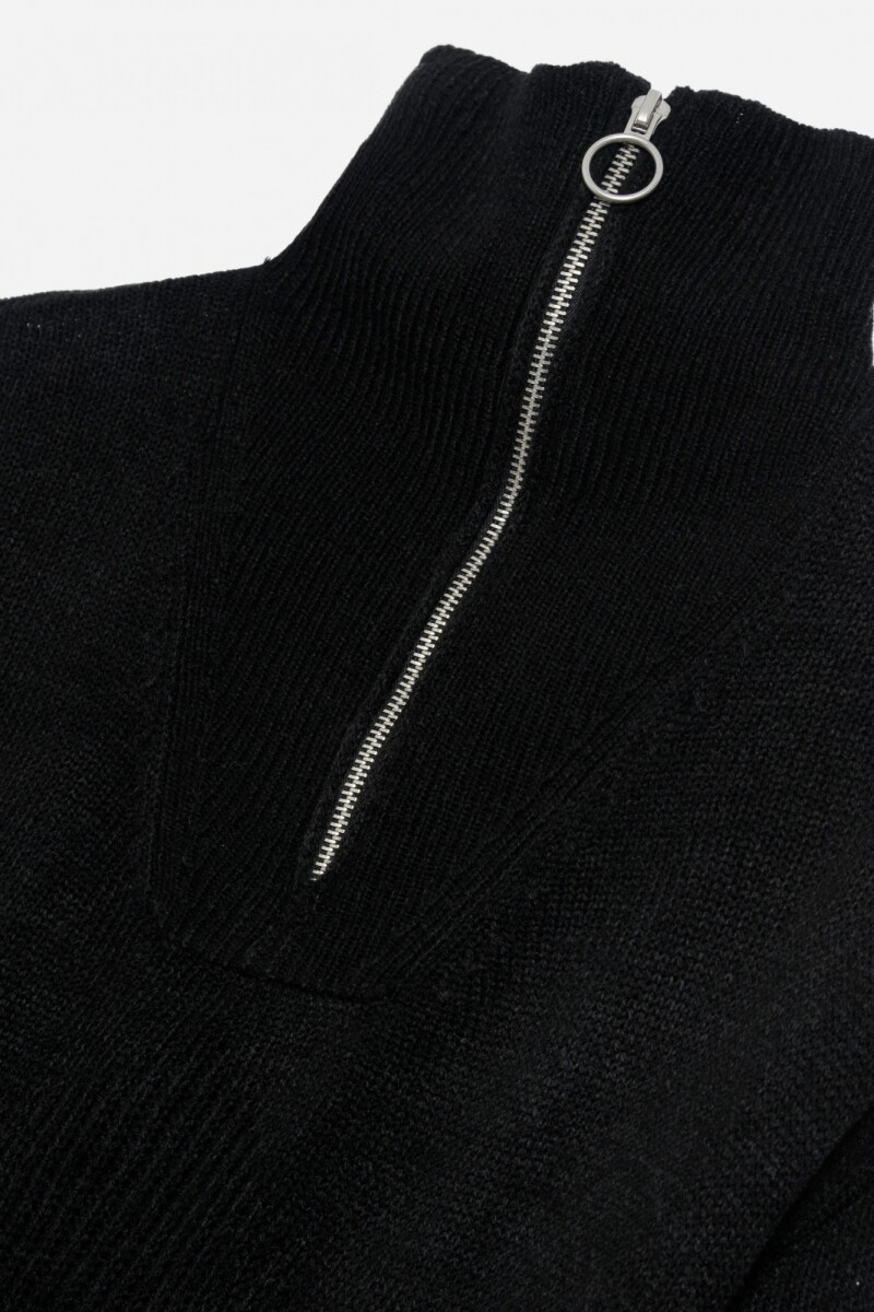 Vestido corto tejido con medio cierre NEGRO