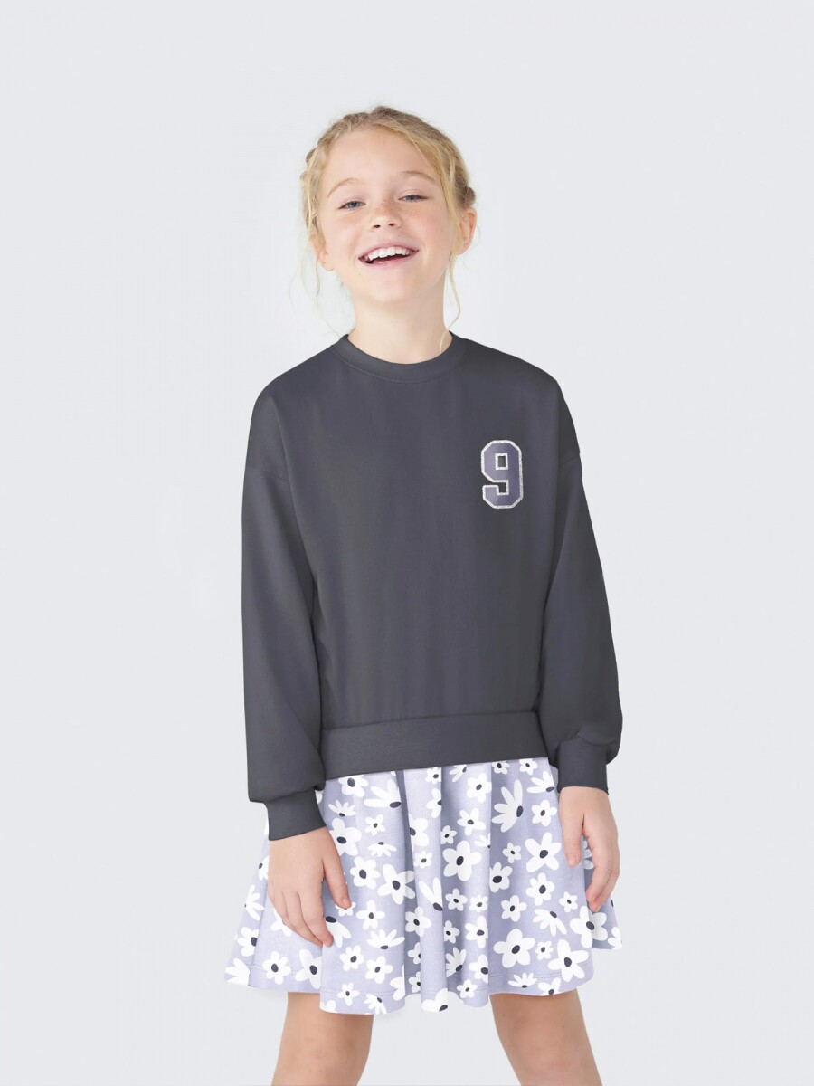 VESTIDO INFANTIL CON ESTAMPA - GRIS 