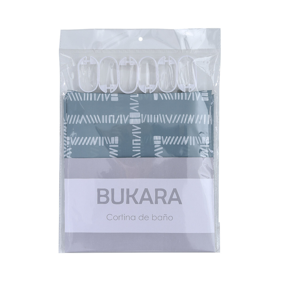 Cortina Baño Bukara con Argollas 180 x 180 cm - 1474 GEOMETRICO MENTA 