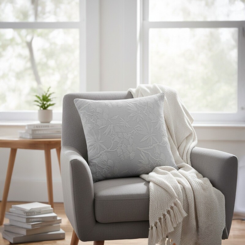 COJIN CUAD GRIS C/DIS 43X43CM Unica