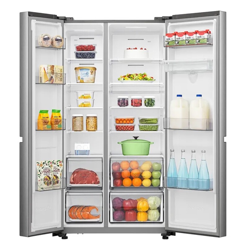 NEVERA SIDE BY SIDE HISENSE, 23 P.C., ECO INVERTER, DISPENSADOR DE AGUA 001