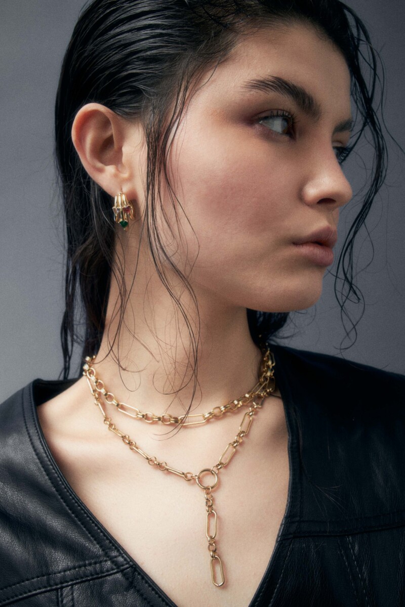 Collar acero doble cadena - dorado 
