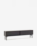 Mueble TV Lenon 200 x 57 cm de madera maciza y chapa de roble negro