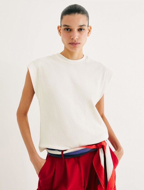 CAMISETA SIN MANGAS CON CUELLO HALTER BLANCO