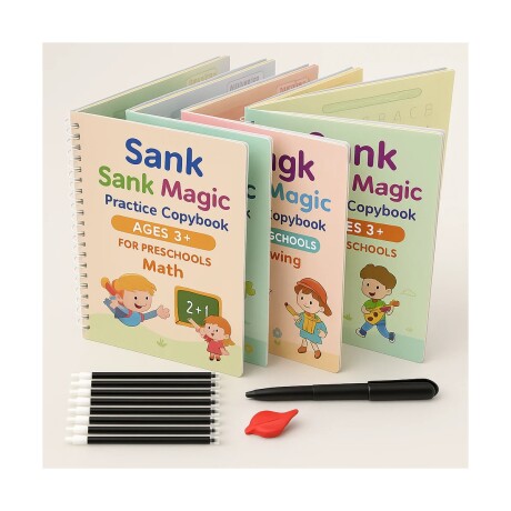SET DE 4 LIBROS DIDACTICOS DE ESCRITURA REUTILIZABLE 18.5*13CM 001