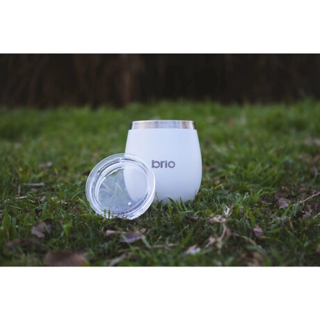 Mate Brio de Acero Inoxidable con Tapa BLANCO