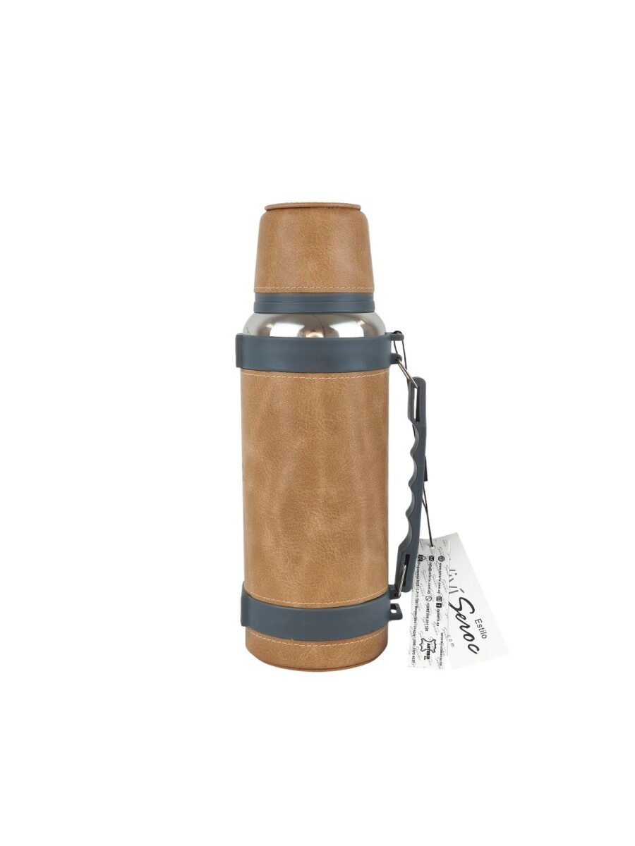 Termo de acero forrado un litro - beige 