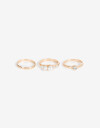 Sets Anillos Perlas Set De 3 Anillos Strass Y Perla - Dorado