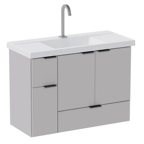 Mueble de baño suspendido Orquidea Beige 80 cm con bacha de resina Mueble De Baño Suspendido Orquidea Beige 80 Cm Con Bacha De Resina