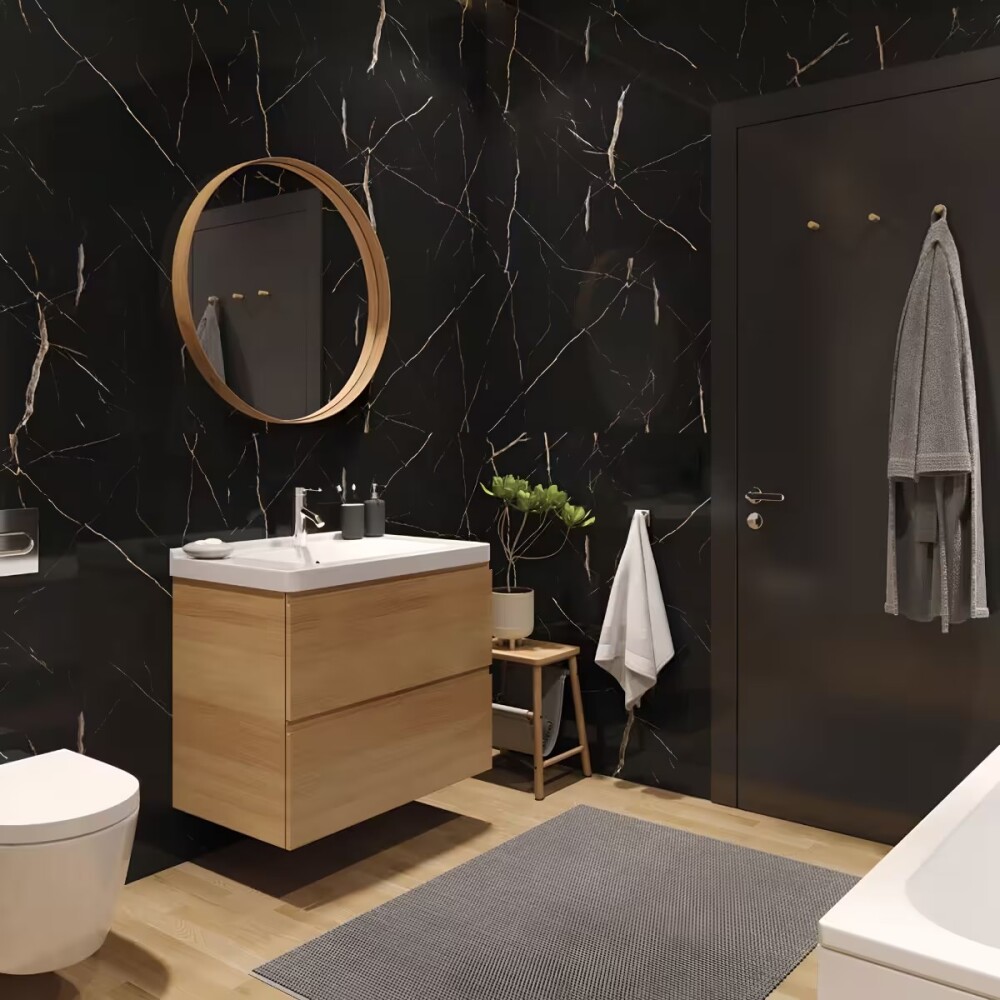 Placa de pvc símil mármol Negro 122x244x0,28 Cm Placa De Pvc Símil Mármol Negro 122x244x0,28 Cm