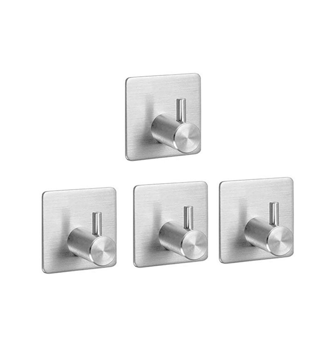 Kit 4 Ganchos perchero metálico adhesivo - PLATEADO 