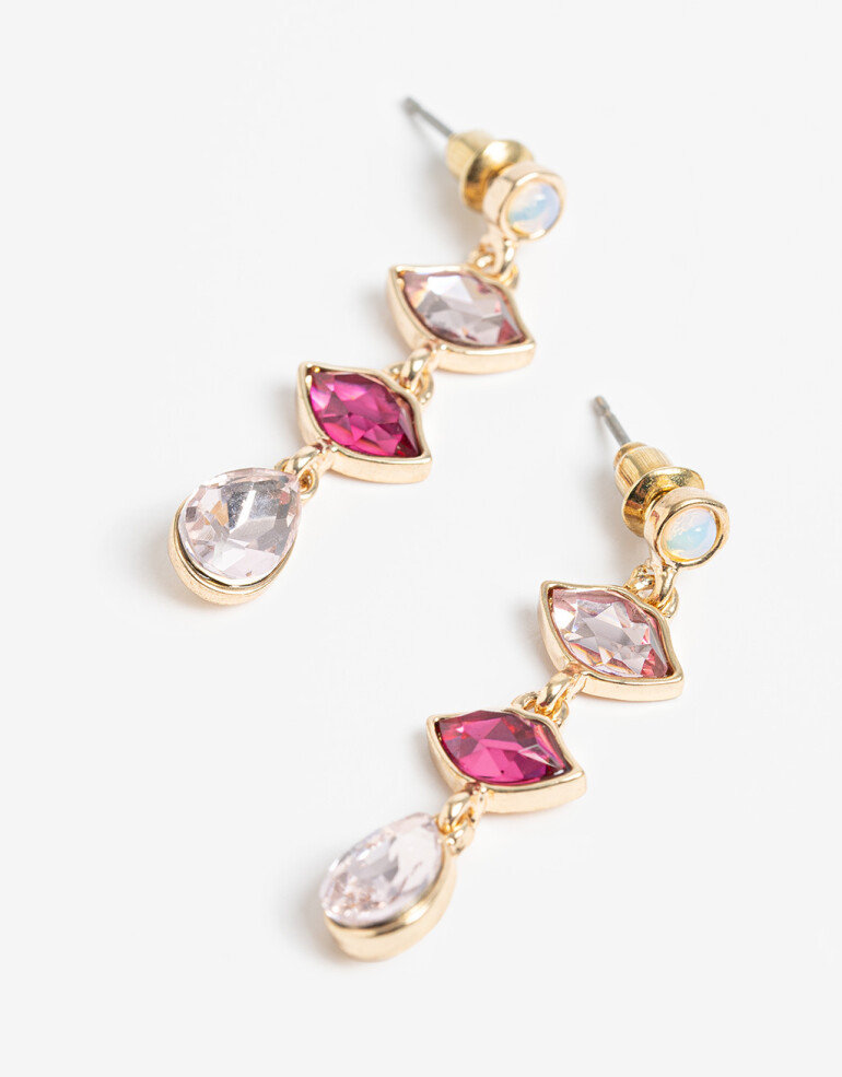 Aros Colgantes Cortos Con Dijes Aros Colgantes Dijes De Glass - Dorado