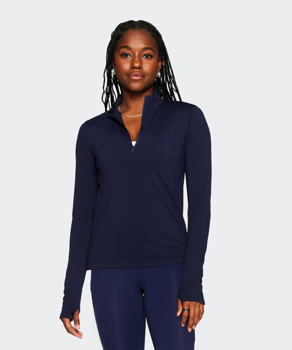 Remera Fabletics Manga Larga Feather Tech - Azul 