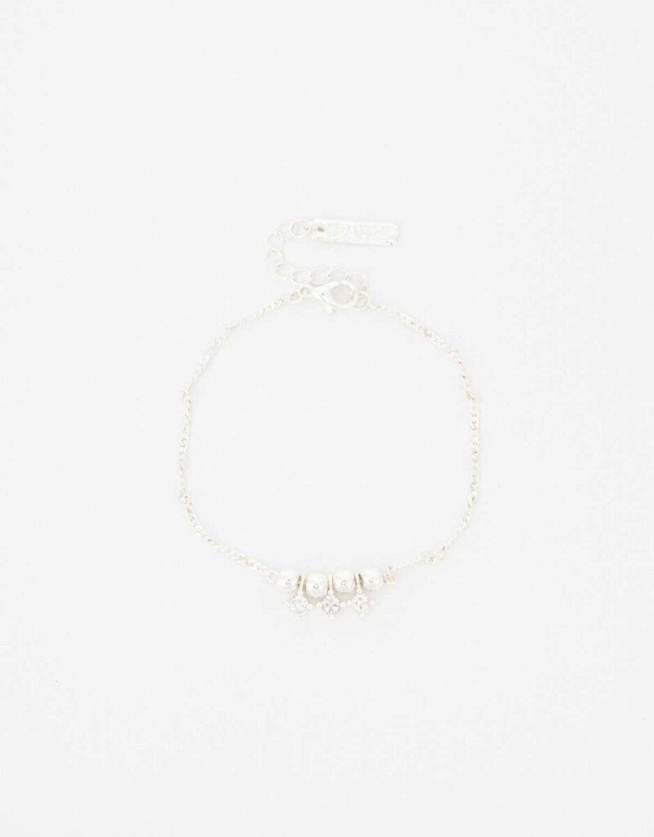 Pulsera Flexible Con Charm De Cubic Zirconia - Plateado 
