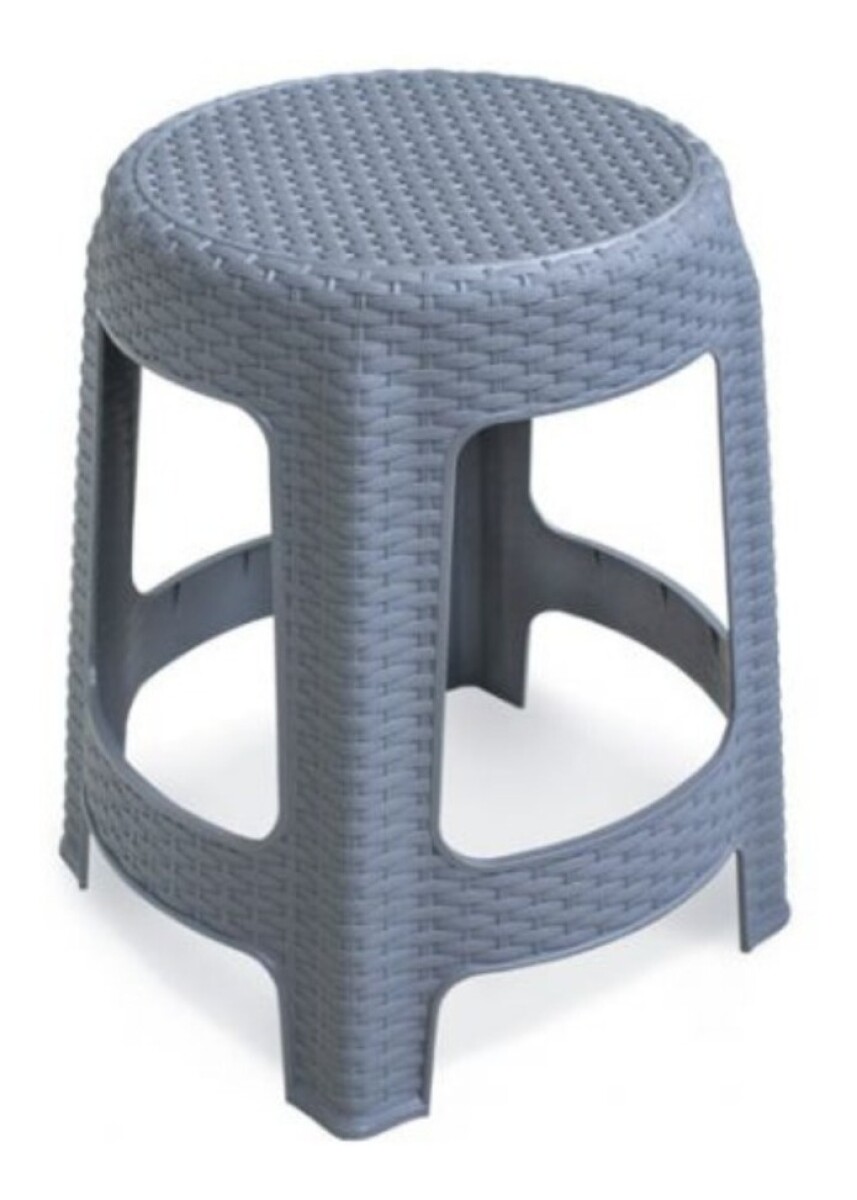Banco Banqueta Taburete Simil Rattan Plástico Silla Calidad - Gris 