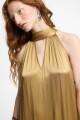VESTIDO LARGO CUELLO HALTER Camel