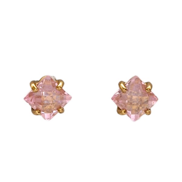 Caravanas Zirconia rosa cuadrado de oro- Oro bajo - Zirconia rosa- CA8132 conpiedra