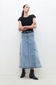 Maxi falda de jean bicolor jean medio