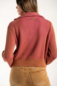Campera Tejida Algodon Rosa/mocha
