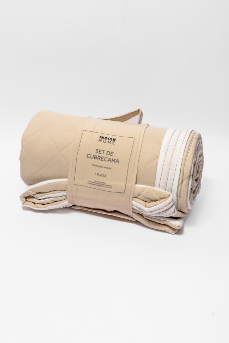 Cubrecama 1 Plaza Microfibra Washed Beige