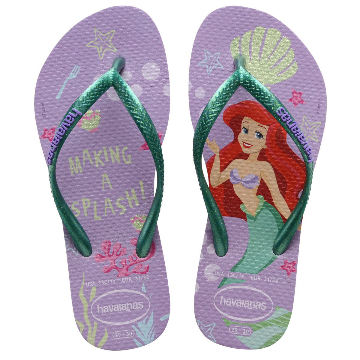 Sandalias Infantiles Havaianas Kids Slim Princes - Lila - Verde 