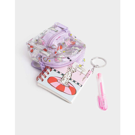 Set De Librería En Mini Mochilita Violeta Lila