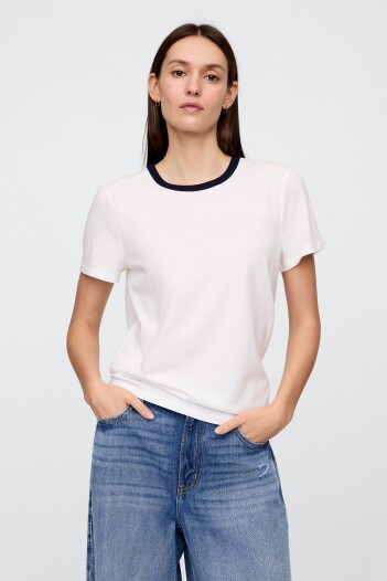 Remera Básica Cuello Redondo Mujer White Uk