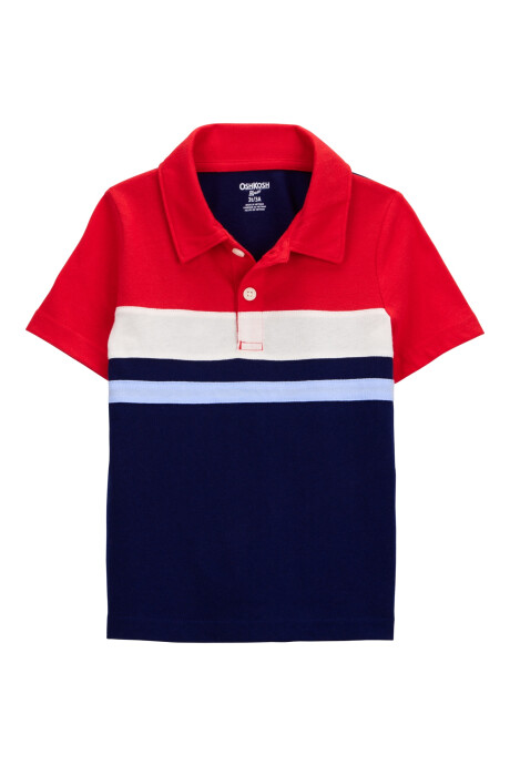 Remera polo de algodón, diseño colorblock Sin color