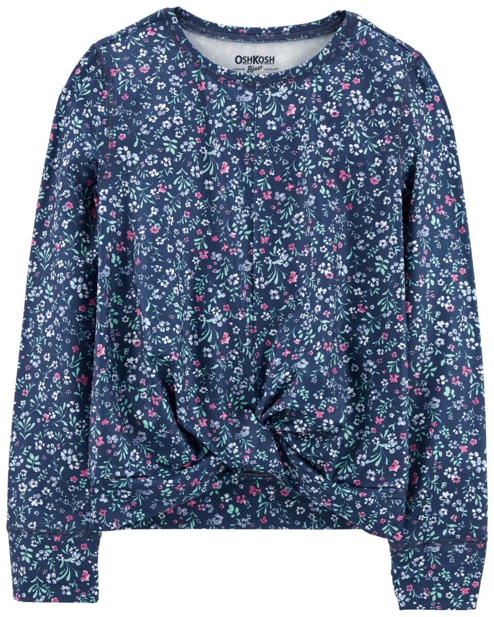 Blusa de poliéster, anudada, diseño floral 