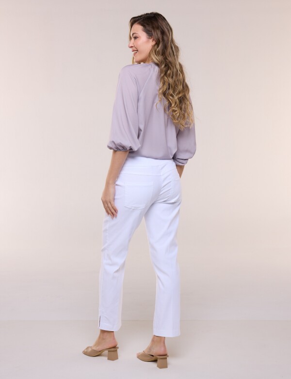 Pantalon Ankle Detalle De Encaje BLANCO